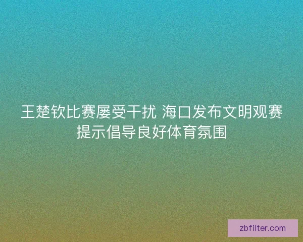王楚钦比赛屡受干扰 海口发布文明观赛提示倡导良好体育氛围 王楚钦比赛屡受干扰 海口发布文明观赛提示倡导良好体育氛围